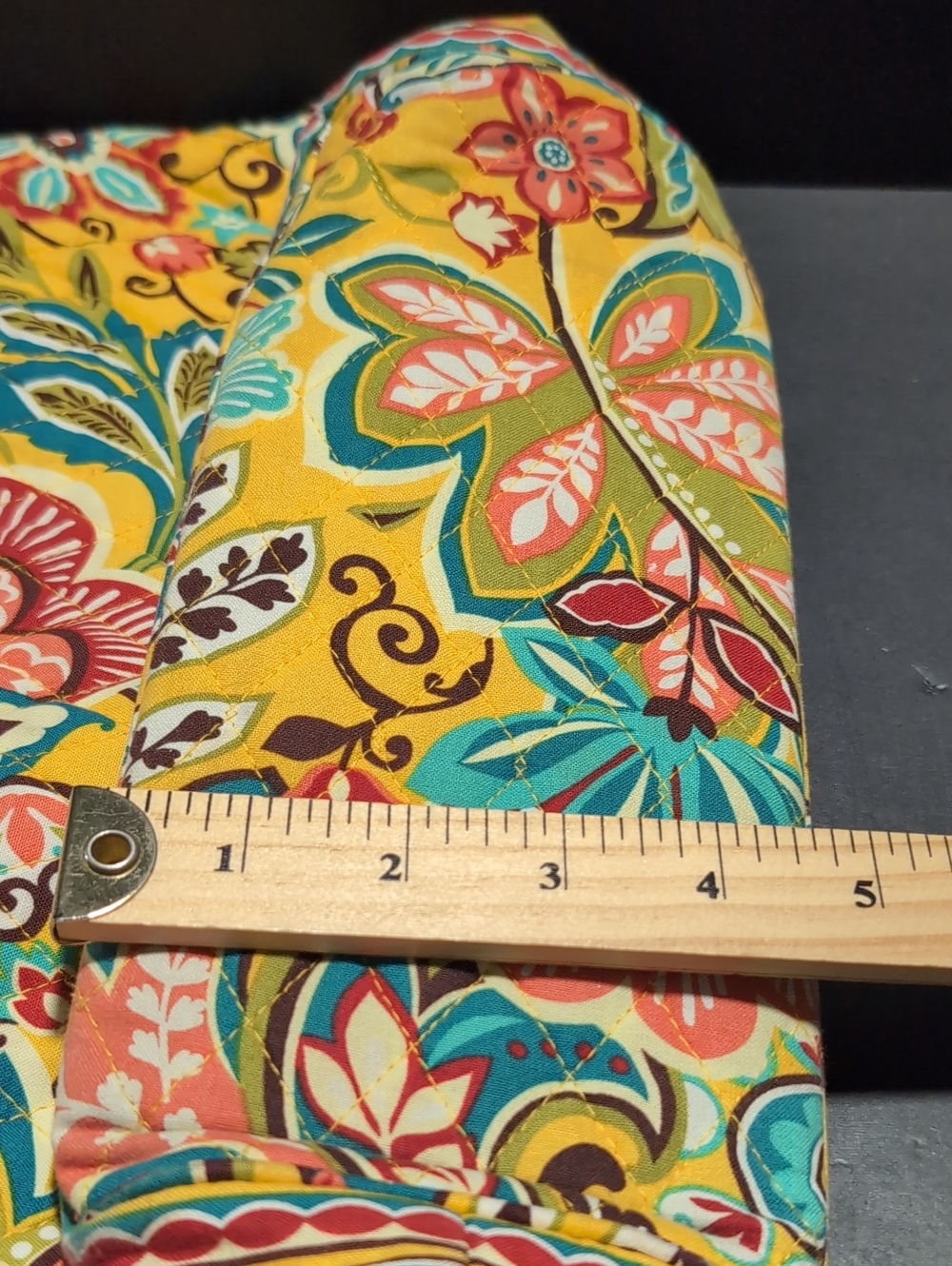 Vera Bradley Laura Quilted Provencal Yellow Floral Shoulder Bag. - Picture 8 of 9